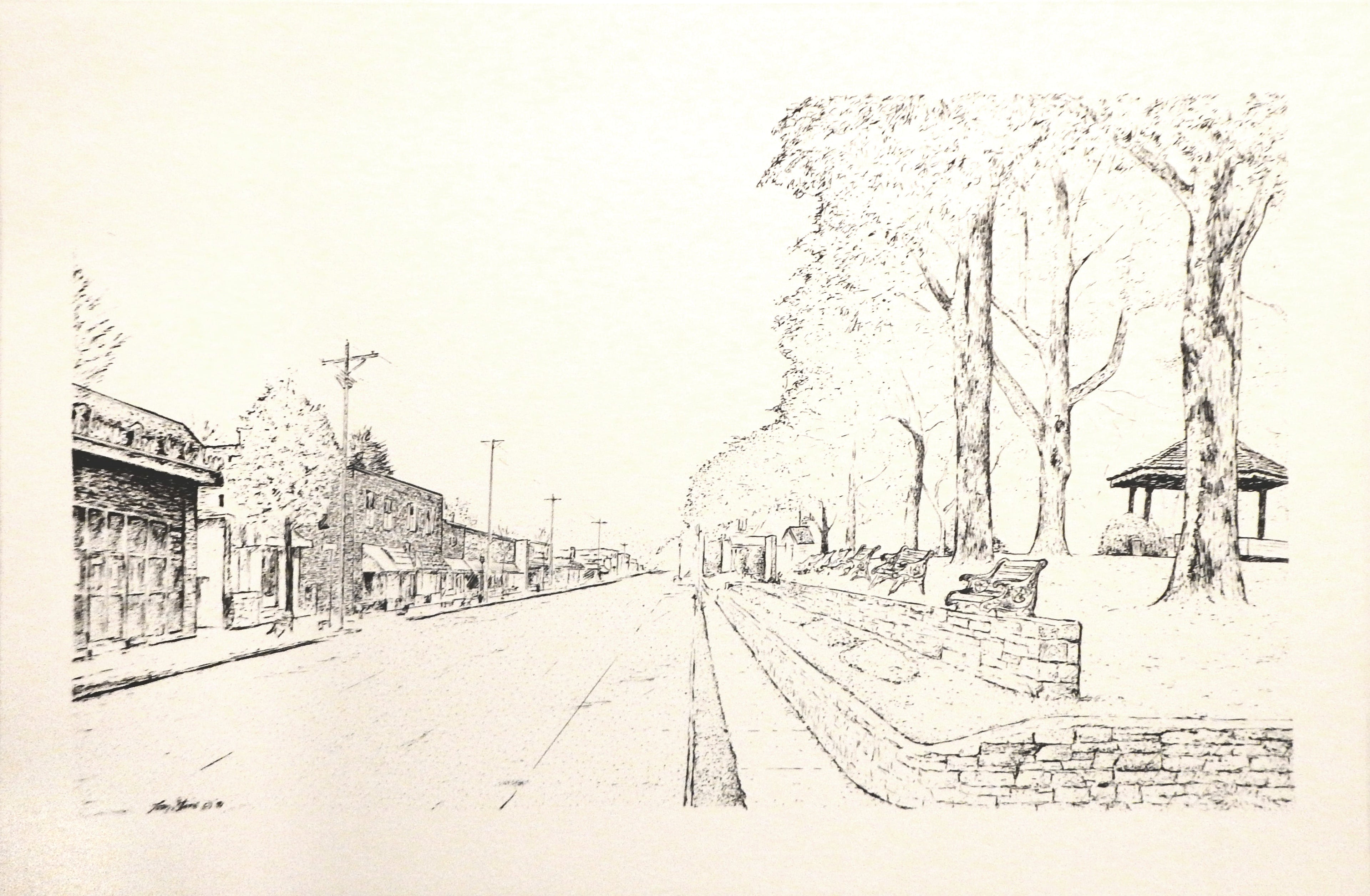 Blowing Rock Downtown Art Print by Tom Stine