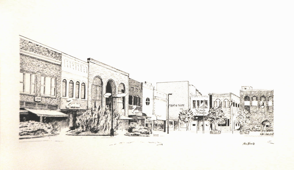 Hickory Downtown Art Print by Tom Stine